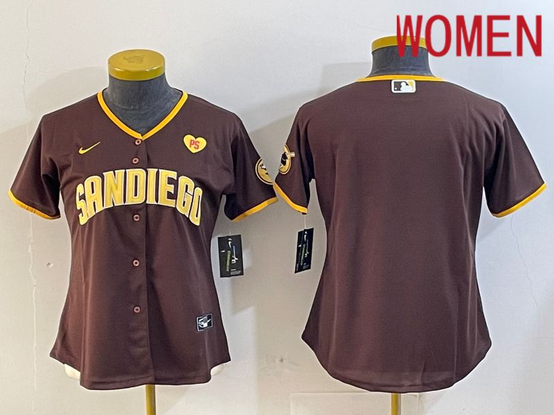 Women San Diego Padres Blank Browm Game 2024 Nike MLB Jersey style 1->women mlb jersey->Women Jersey